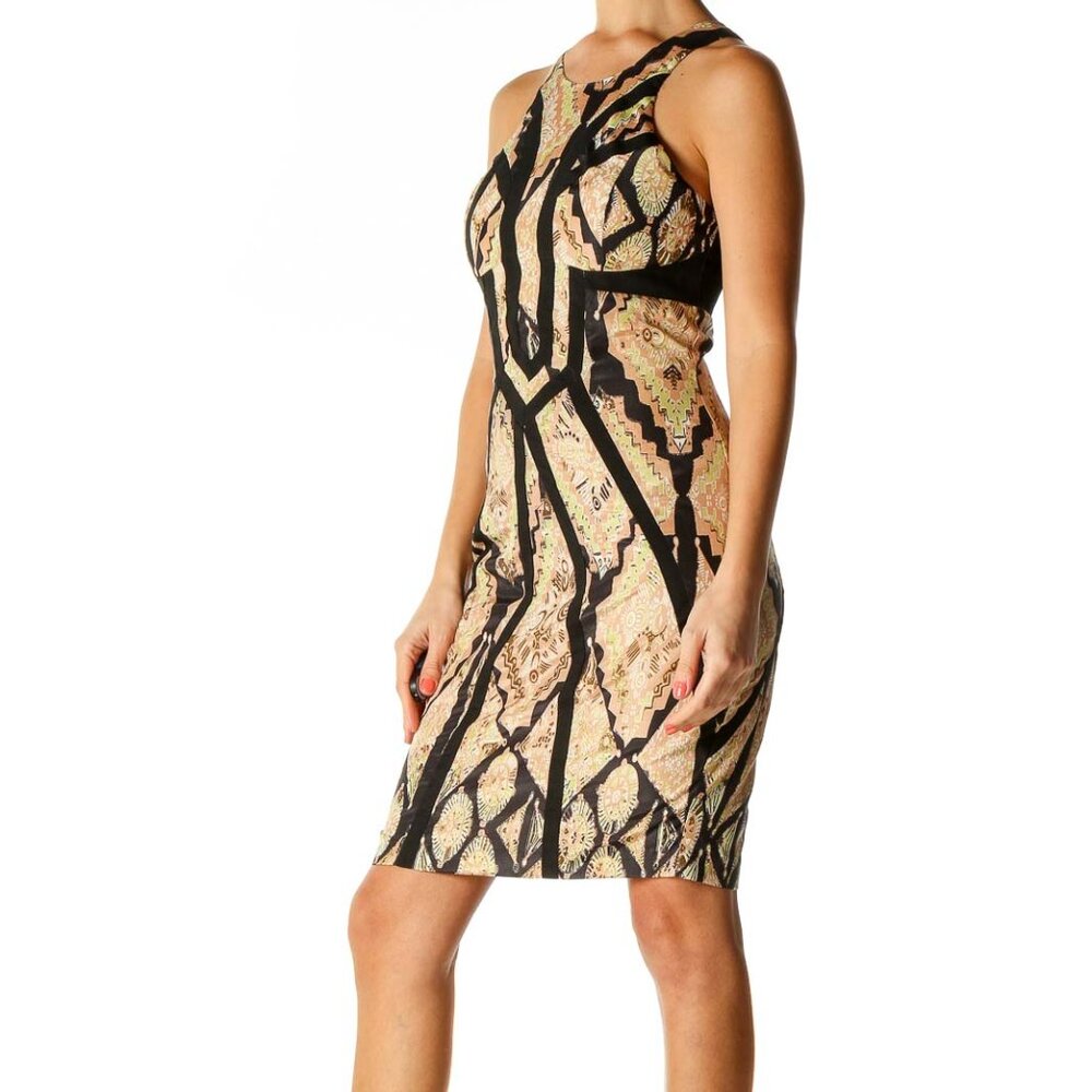 Seduce Beige Printed Sheath Dress - Picture 2 of 3